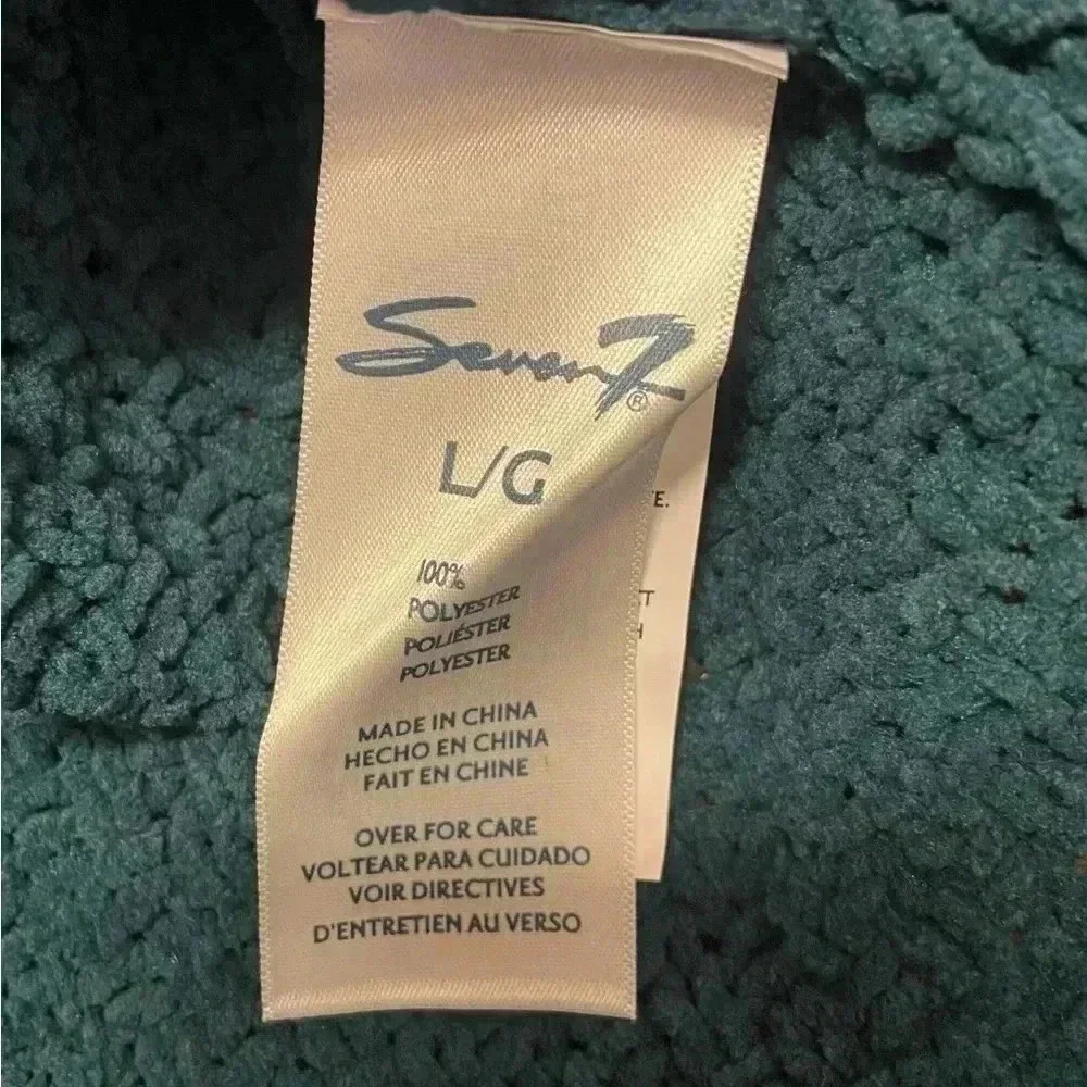 Seven7 Sweater Womens Size L Deep Teal Chenille Cable Knit Turtle Cowl‎ Neck